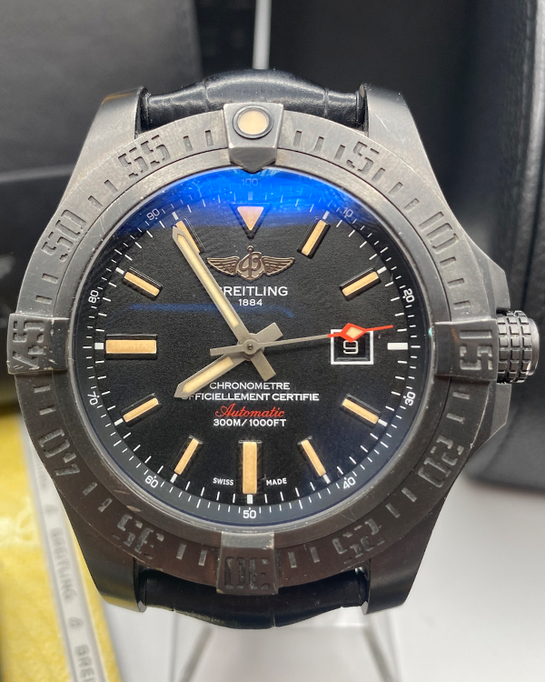 2014 Breitling Avenger Blackbird 48MM Black Dial Rubber/Leather Strap (V1731010/BD12)