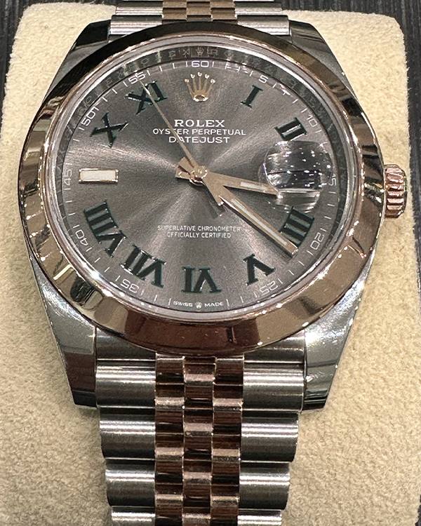 2021 Rolex Datejust 41MM "Wimbledon" Jubilee Bracelet Everose Gold and Steel Slate Dial (126301)