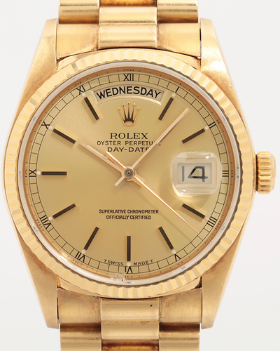 Rolex Day-Date 36MM Champagne Dial Yellow Gold Bracelet  (18038)