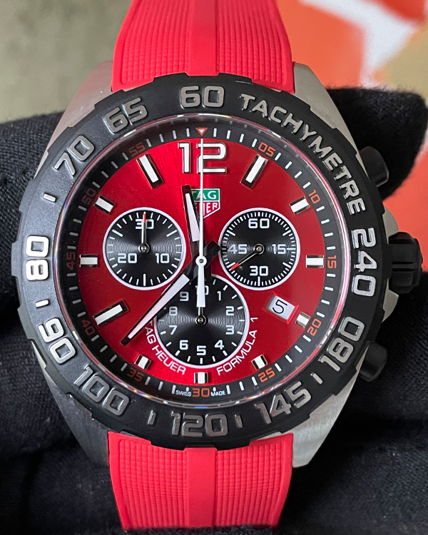 TAG Heuer Formula 1 Quartz Chronograph 43MM Quartz Red Dial Rubber Strap (CAZ101AN.FT8055)