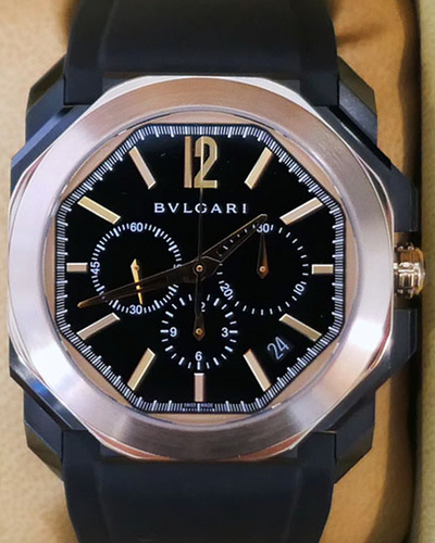 Bvlgari Octo 41MM Black Dial Rubber Strap (BGOP41SGCH)