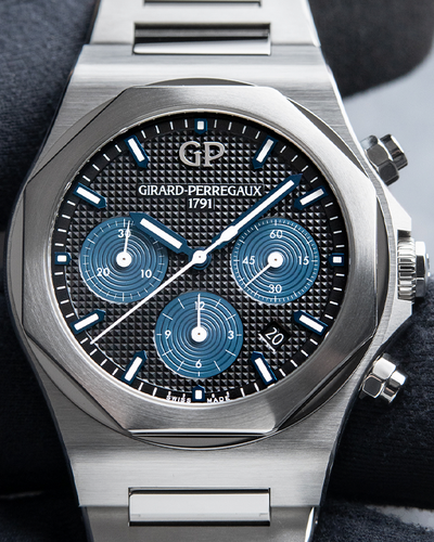 Girard Perregaux Laureato Automatic Chronograph Steel Black Blue 81020 Watch 42 (81020-11-631-11A)
