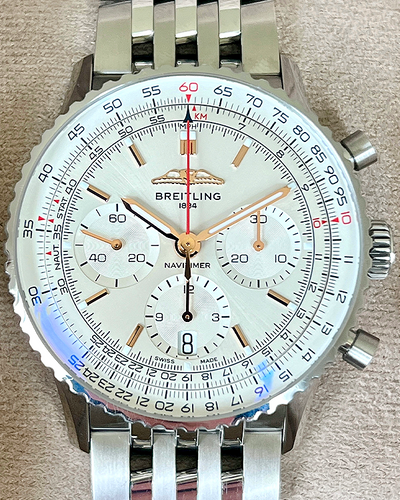 Breitling 	Navitimer 1 B01 Chronograph 41MM Silver Dial Steel Bracelet (AB0139211G1A1)