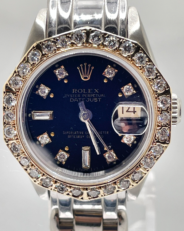1994 (S Serial) Rolex Lady-Datejust 26MM Aftermarket Black Dial White Gold Bracelet (69173)