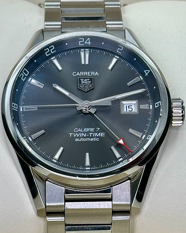 No Reserve - 2021 TAG Heuer Carrera Twin-Time 41MM Grey Dial Steel Bracelet (WAR2012-0)