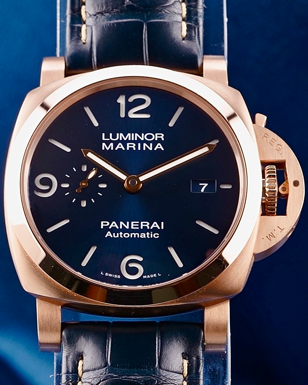 2020 Panerai Luminor Marina Goldtech L.E. 44MM Blue Dial Leather Strap (PAM01112)