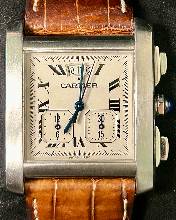 Cartier Tank Française 36x30MM Quartz White Dial Leather Strap (2531)