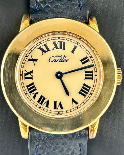 No Reserve - Cartier Must De Cartier Ronde Vermeil 27MM Quartz Cream Dial Aftermarket Leather Strap (W1008743)