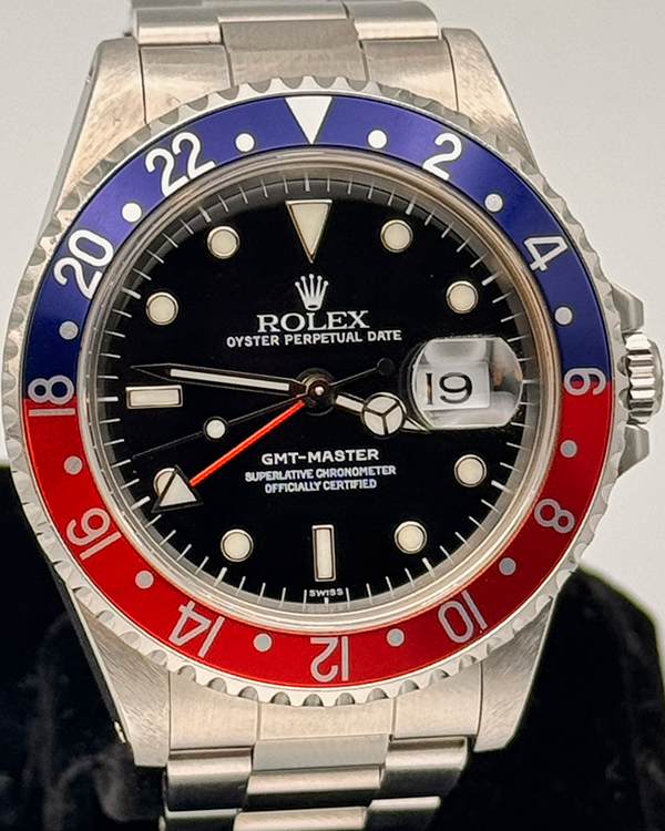 No Reserve - 1999 Rolex GMT-Master "Pepsi" 40MM Black Dial Steel Bracelet (16700)