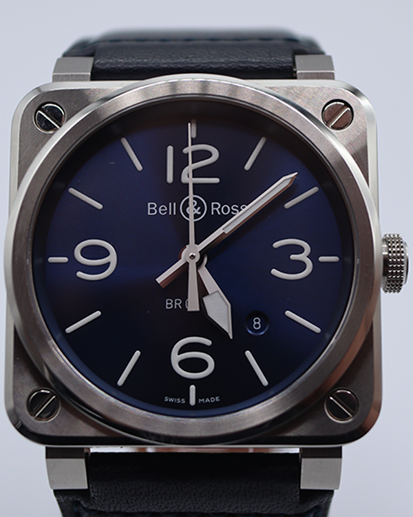 No Reserve - 2022 Bell & Ross BR 03-92 42MM Blue Steel Dial Leather Strap (BR0392-BLU-ST/SCA)