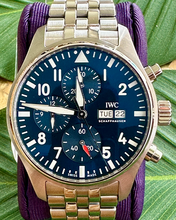 2024 IWC Schaffhausen Pilot Chronograph 43MM Blue Dial Steel Bracelet (IW378004)