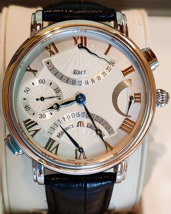 Maurice Lacroix Masterpiece Double Retrograde 43.5MM Silver Dial Leather Strap (MP7018-PS101-110)