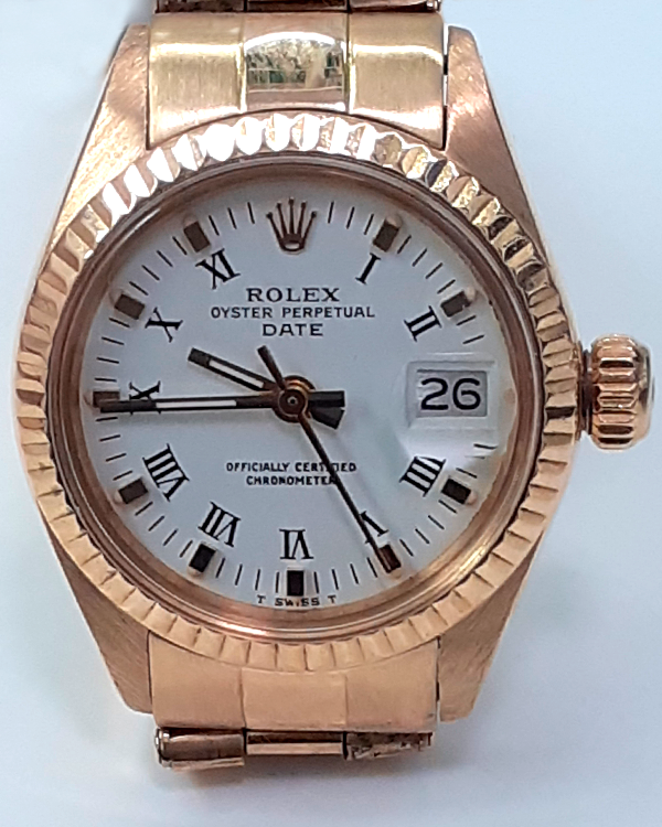 Rolex Oyster Perpetual 26MM White Dial Rose Gold President Bracelet (6917)