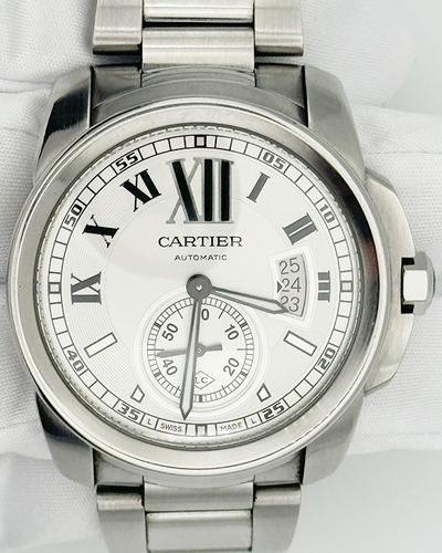 No Reserve - Cartier Calibre de Cartier 42MM Silver Dial Steel Bracelet (W7100015)