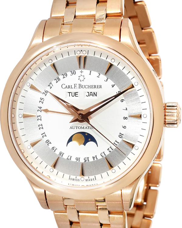 Carl F. Bucherer Manero Moonphase 38MM Silver Dial Rose Gold Bracelet (10909.03A)