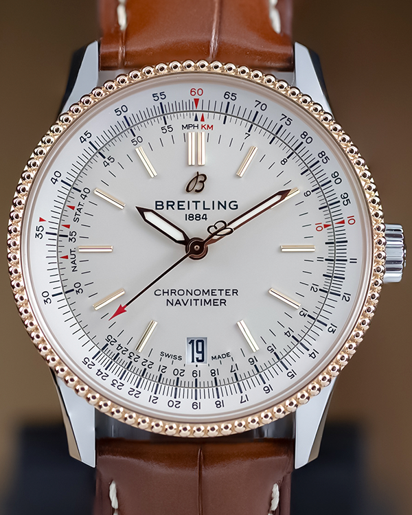 2021 Breitling Navitimer 38MM Silver Dial Leather Strap (U17325211G1P1)