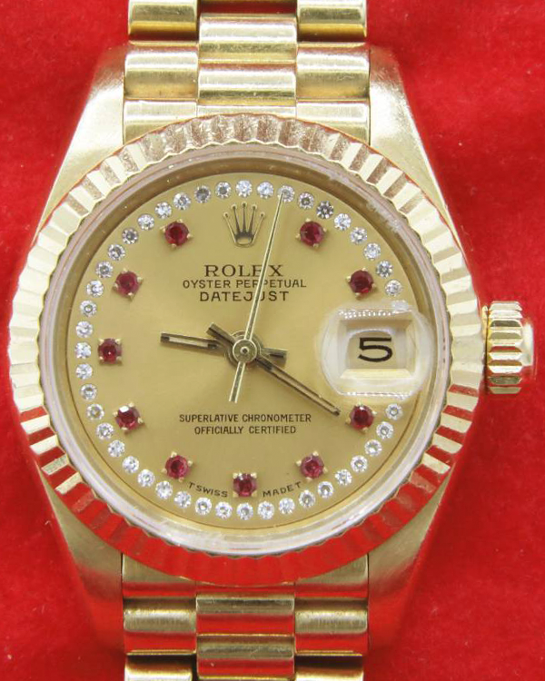 Rolex Lady-Datejust 26MM Champagne Dial President Yellow Gold Bracelet (69178)