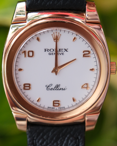 2001 (K Serial) Rolex Cellini 36MM White Dial Aftermarket Leather Strap (5330/5)