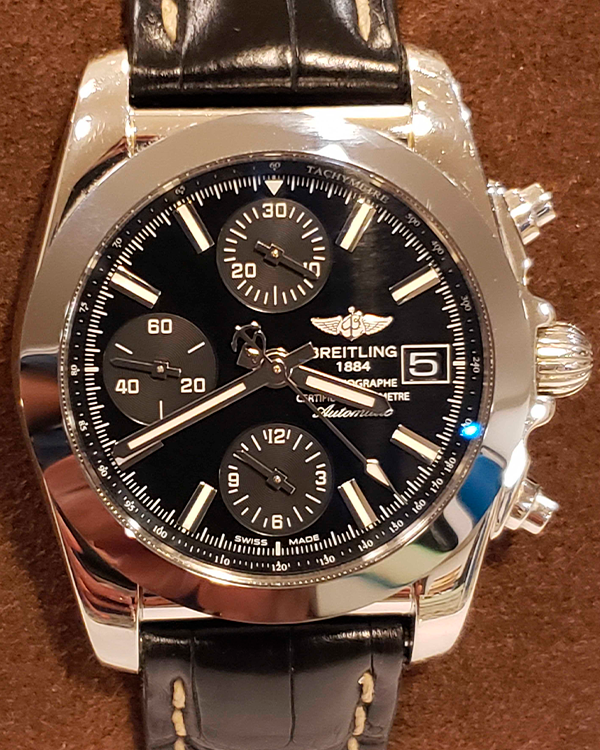 2019 Breitling Chronomat 38MM Black Dial Leather Strap (W1331012)