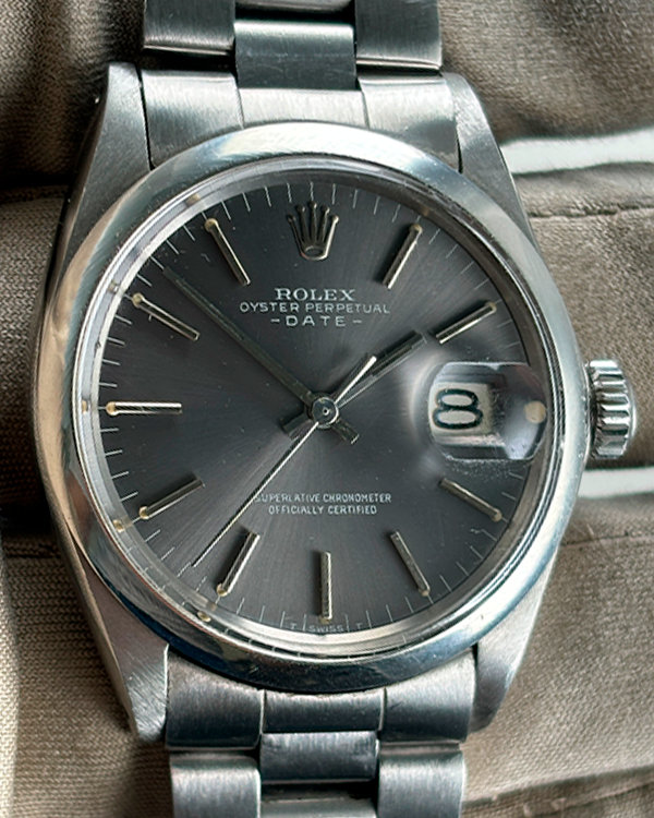 1970 (2Mil Serial) Rolex Oyster Perpetual Date Vintage 34MM Silver Dial Steel Bracelet (1500)