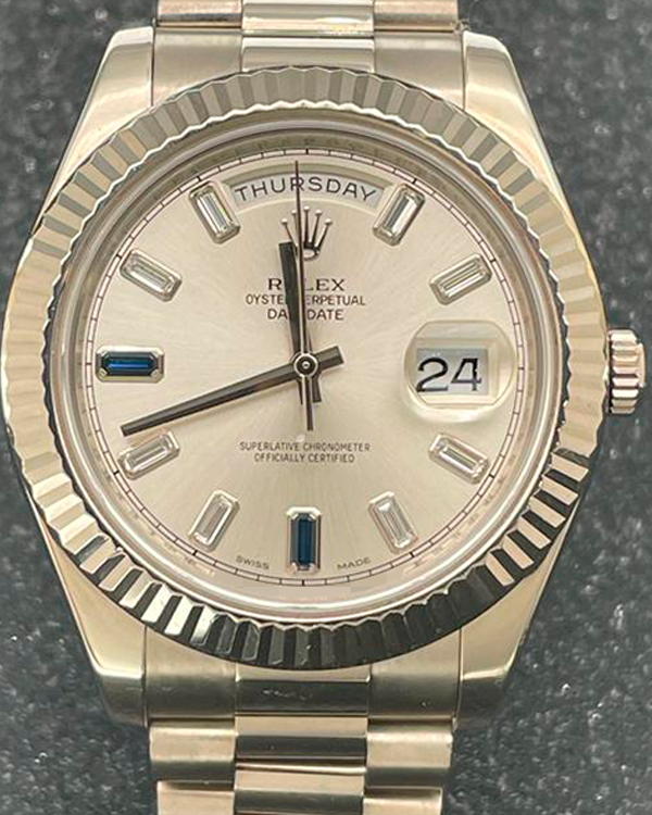 Rolex Day-Date II 41MM White Gold President Bracelet Silver Dial (218239)