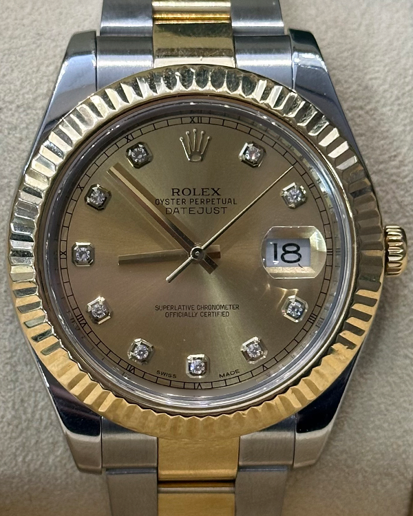 2014 Rolex Datejust II 41MM Champagne Dial Two-Tone Bracelet (116333)