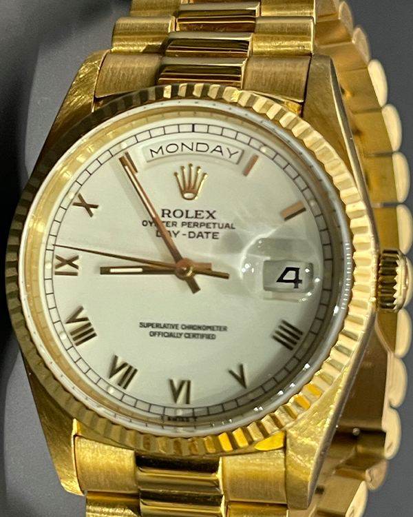 1994 Rolex Day-Date 36MM White Dial Yellow Gold President Bracelet (18238)