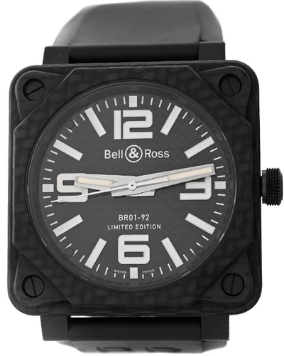 2013 Bell & Ross BR 01 L.E. 46MM Black Carbon Fiber Dial Rubber Strap (BR01-92-C)