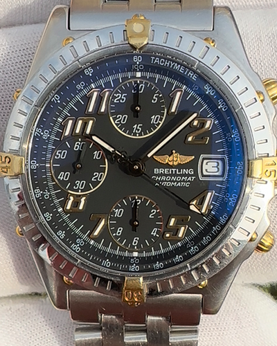 Breitling Chronomat 39 Blackbird Steel 18k Gold Gray Dial (B13350)