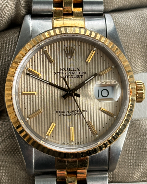 Rolex Datejust Vintage 36MM Champagne "Tapestry" Dial Two-Tone Jubilee Bracelet (16233)