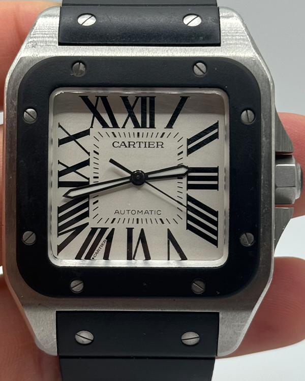 Cartier Santos 100 38MM Silver Dial Rubber Strap (W20121U2/2656)