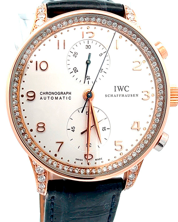 IWC Schaffhausen Portugieser Chronograph 41MM Silver Dial Leather Strap (IW371486)