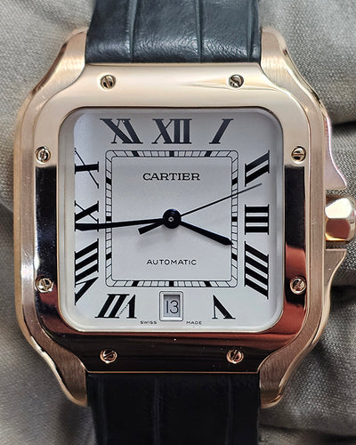 2018 Cartier Santos De Cartier 40MM White Dial Leather Strap (WGSA0011)