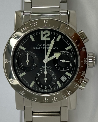Girard Perregaux Chronograph 38MM Black Dial Steel Bracelet (7030)