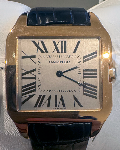 Cartier Santos Dumont 35MM Silver Dial Leather Strap (W2006951)