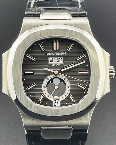 Patek Philippe Nautilus 40.5MM Black Dial Leather Strap (5726A-001)