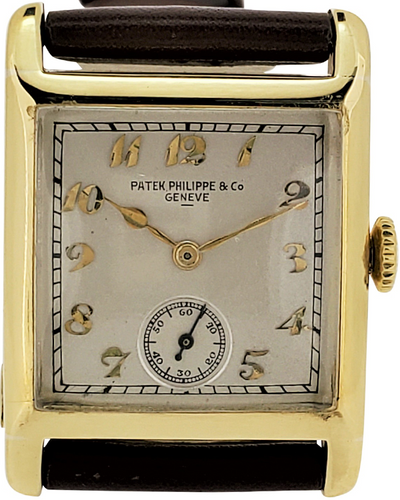 1927 Patek Philippe Tank Tortoise Vintage 25x32MM Silver Dial Leather Strap (811.171)