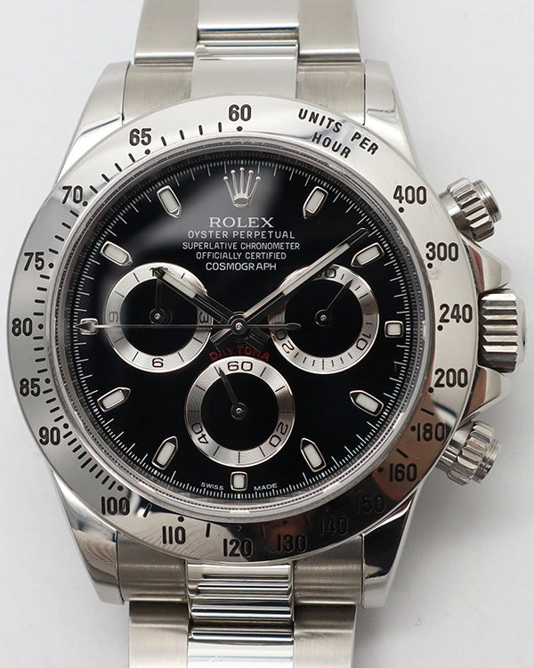 Rolex Cosmograph Daytona 40MM Black Dial Steel Bracelet (116520)