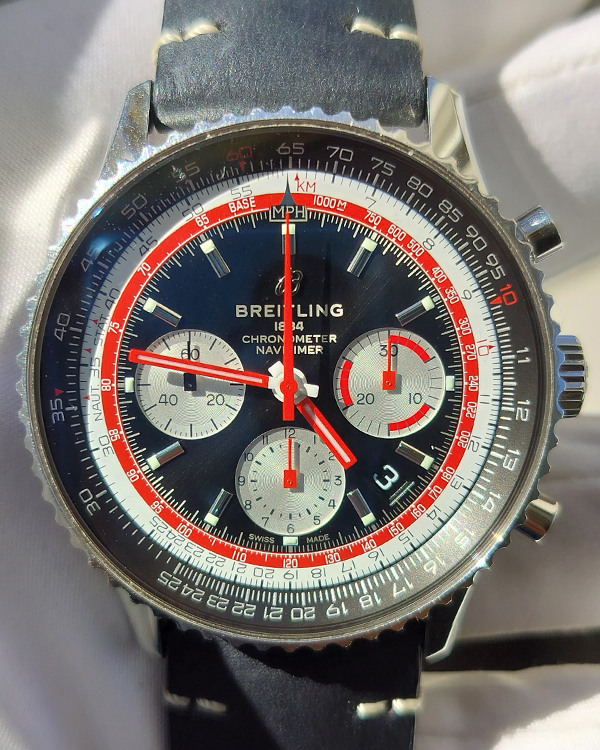 Breitling Navitimer B01 Chronograph "Swissair Edition" 43MM Black Dial Leather Strap (AB01211B1B1X2)