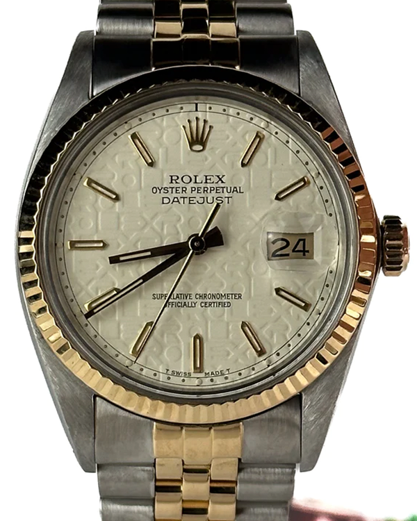 Rolex Datejust 36MM Cream "Jubilee Motif" Dial Two-Tone Jubilee Bracelet (16013)