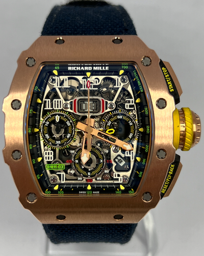 2019 Richard Mille RM 11 44.5MM Skeleton Dial Aftermarket Textile Strap (RM11-03)