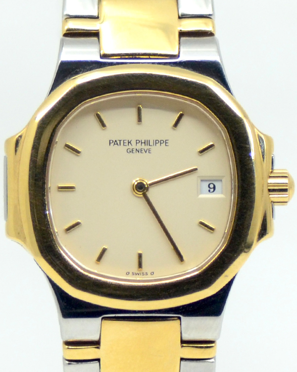 Patek Philippe Nautilus 27MM Quartz Ivory Dial Two-Tone Bracelet (4700/61)