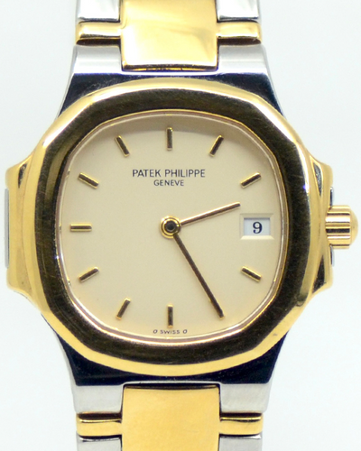 Patek Philippe Nautilus 27MM Quartz Ivory Dial Two-Tone Bracelet (4700/61)