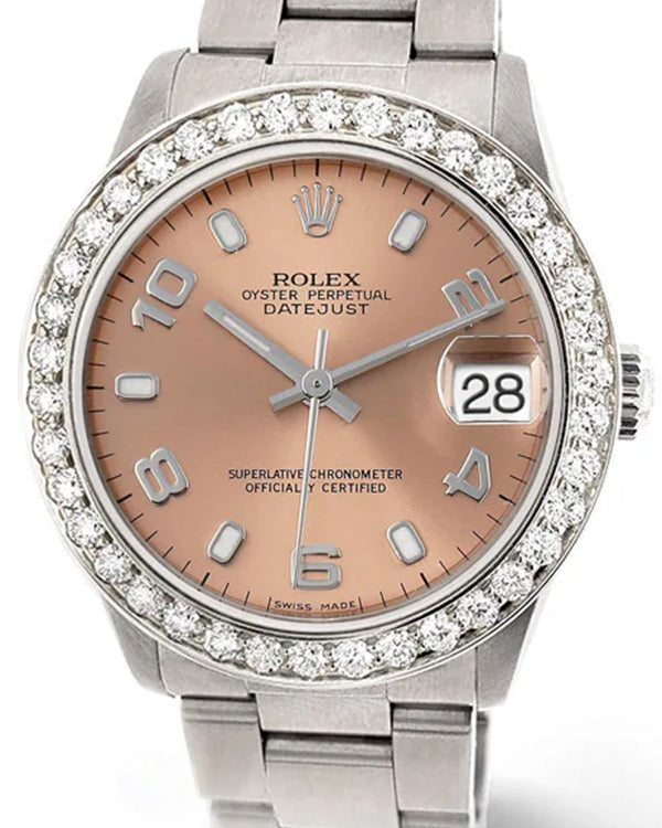 Rolex Datejust 31MM Salmon Dial Aftermarket Bezel Oyster Bracelet (68240)