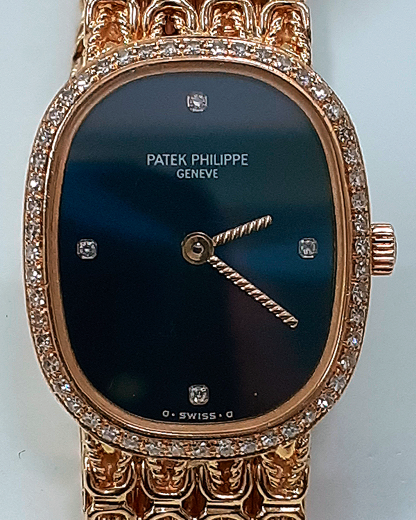 Patek Philippe Golden Ellipse 20MM Blue Dial Yellow Gold Bracelet (4698/001)