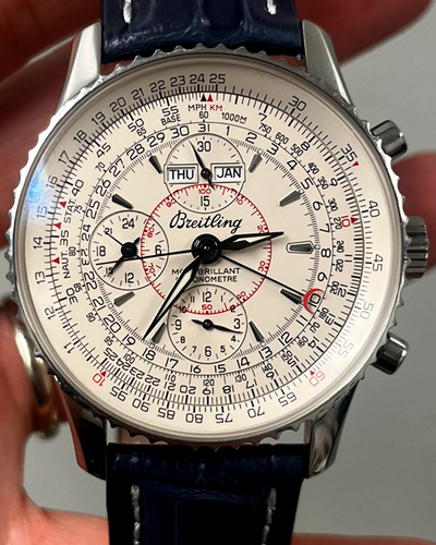 2007 Breitling Montbrillant Datora Chronograph 43MM Silver Dial Leather Strap (A2133012/G518)