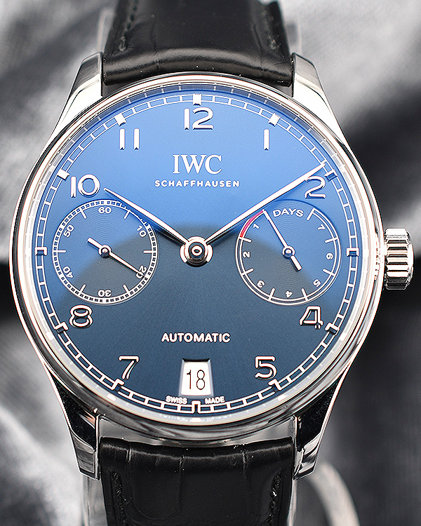 2022 IWC Schaffhausen Portugieser Automatic 42MM Blue Dial Leather Strap (IW500710)