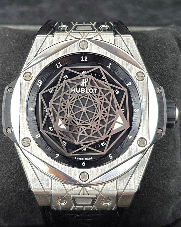 2018 Hublot Big Bang Sang Bleu 45MM Black Dial Leather Strap (415.NX.1112.VR.MXM16)