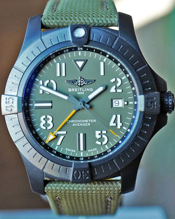 Breitling Avenger Night Mission 45MM Green Dial Textile Strap (V323952A1L1X2)