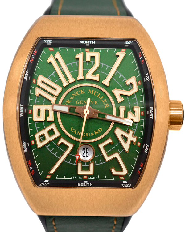 Franck Muller Vanguard 44x53MM Green Dial Leather Strap (V 45 SC DT CIR)